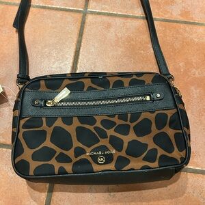 Michael Kors Black and Brown Crossbody Bag giraffe NWT crossbody purse gold